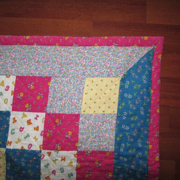 Handmade Patchwork Baby Play Quilt – Vintage Cotton - Picture 5 of 11
